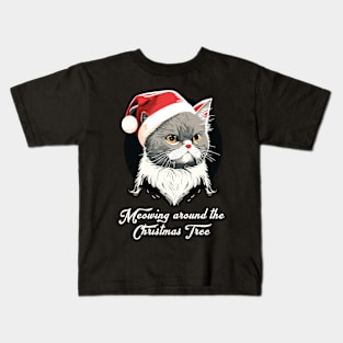 Cute Ugly Christmas Cat Gift Funny Cat Christmas Kids T-Shirt